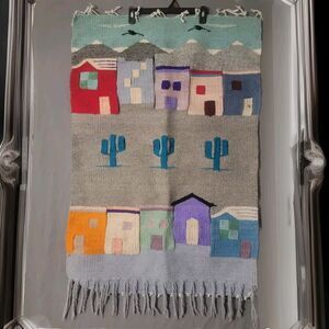 Vintage Southwestern Wool Wall Tapestry 3D Pueblo Cutout Home Decor 28x45